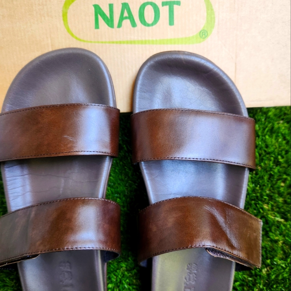 Leather, Naot-Maldive Slides, Pecan Brown, Men's 9, 42EU